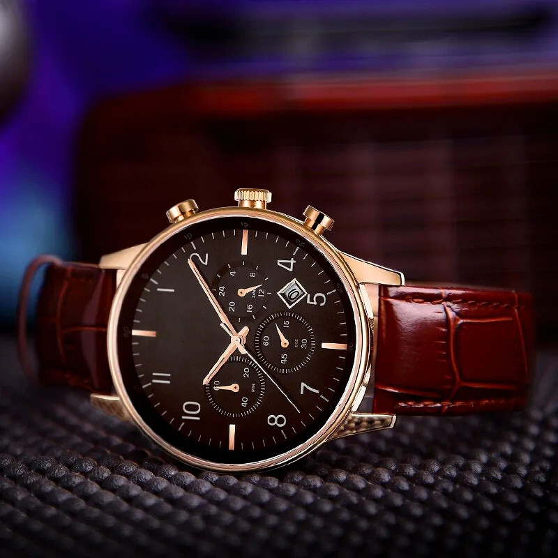 Fashion Luxury Rose Gold Stainless Steel Waterproof Men's Quartz Watch