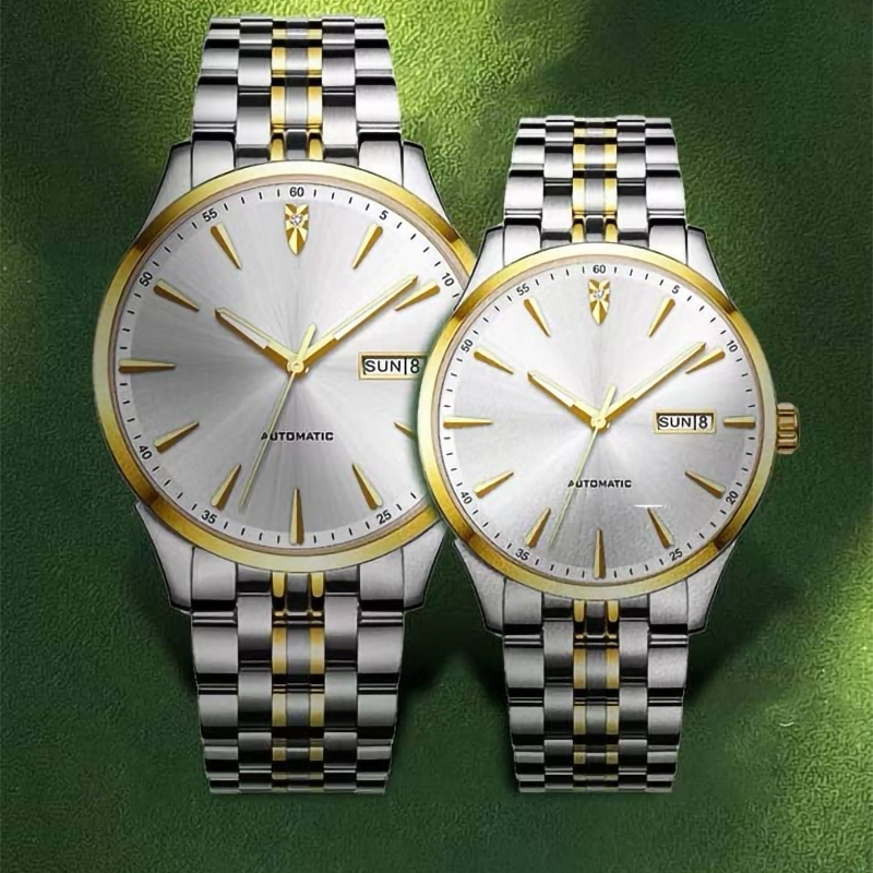 High Quality 316 Stainless Steel and Gold Couple Automatic Watch
