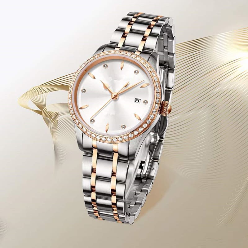 Crystal Diamonds Women's Between Rose Gold Stainless Steel Watch
