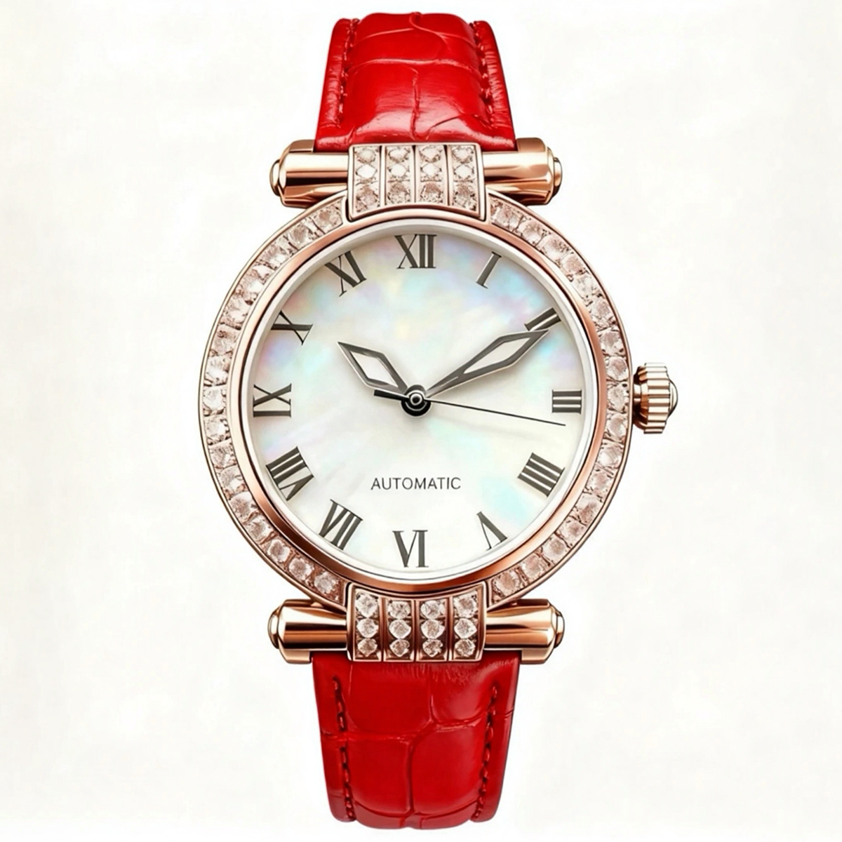 Fashionable diamond studded couple's watch with delicate hands, light luxury watch