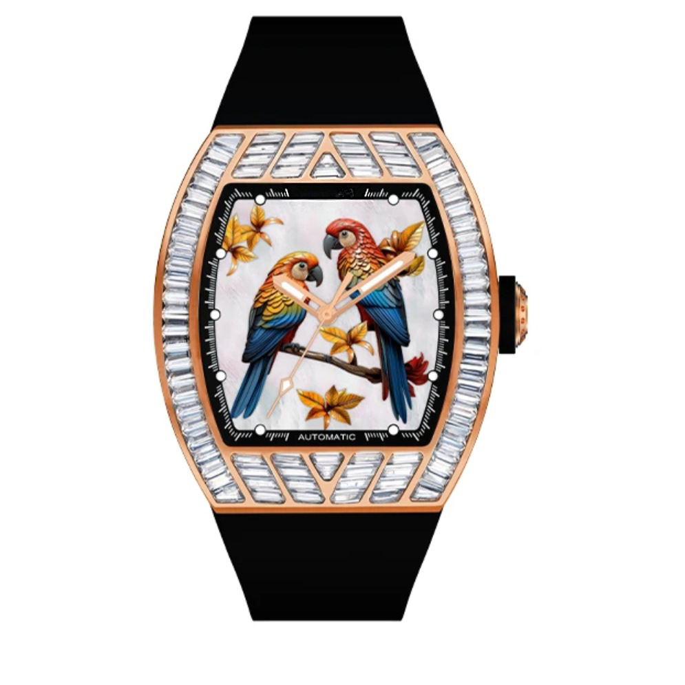 Ladies' Wine Barrel Quartz Watch Parrot Trendy Waterproof Watch